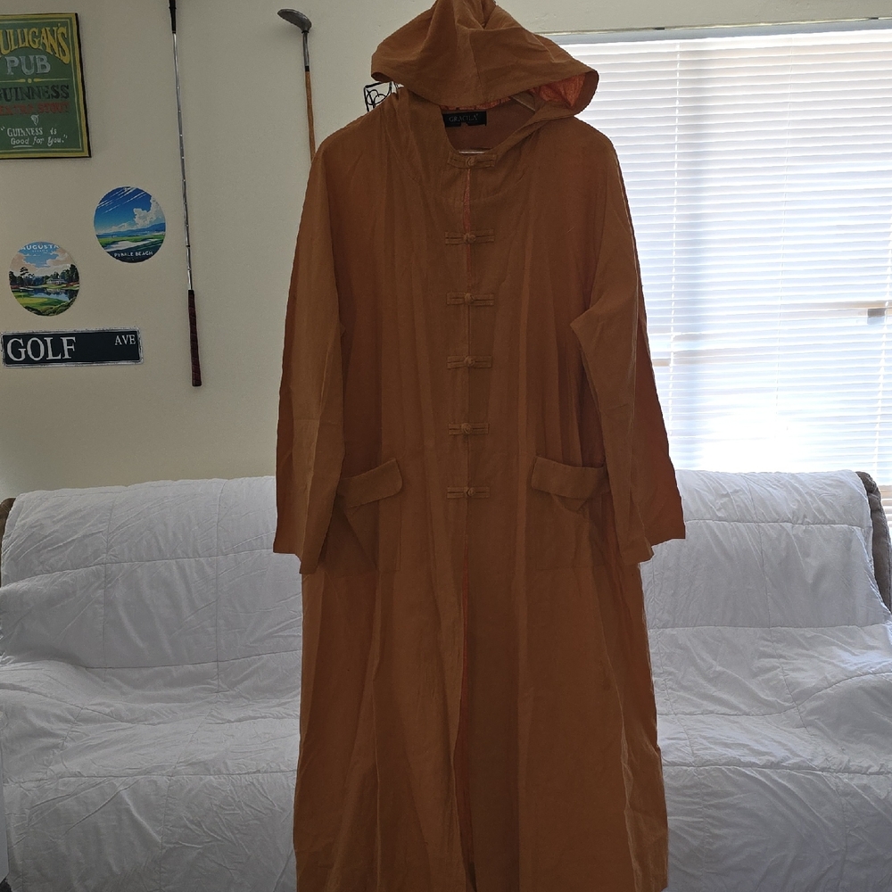 Gracila Womens Brownish / Orange Hooded Coat One Size (Jan # 10)